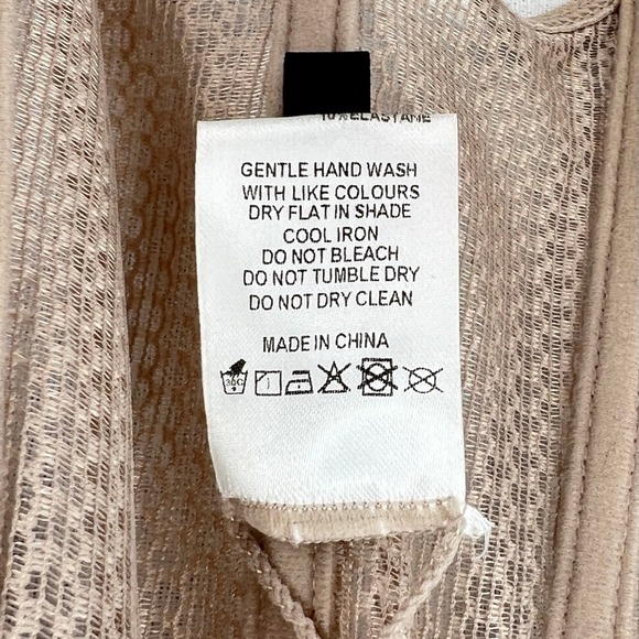 WHITE FOX Boutique Mesh Enlighten Me Bustier Top Medium Taupe Tan Corset Tank - Picture 14 of 16